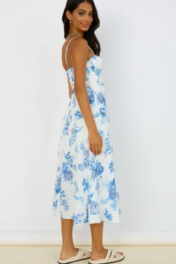 Cocktail Dresses|Brunch Dresses>Hello Molly Violet Skies Midi Dress Blue
