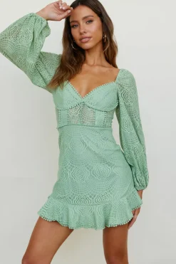 Spring Break Dresses|Long Sleeve Dresses>Hello Molly Vivid Emotion Dress Green