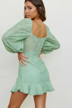 Spring Break Dresses|Long Sleeve Dresses>Hello Molly Vivid Emotion Dress Green