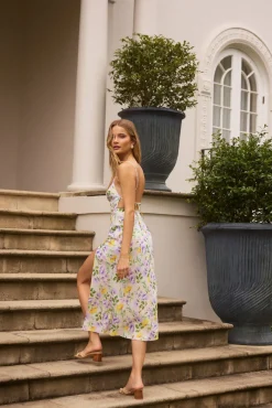 Vacation Dresses|Date Night Dresses>Hello Molly Vivid Garden Midi Dress Purple