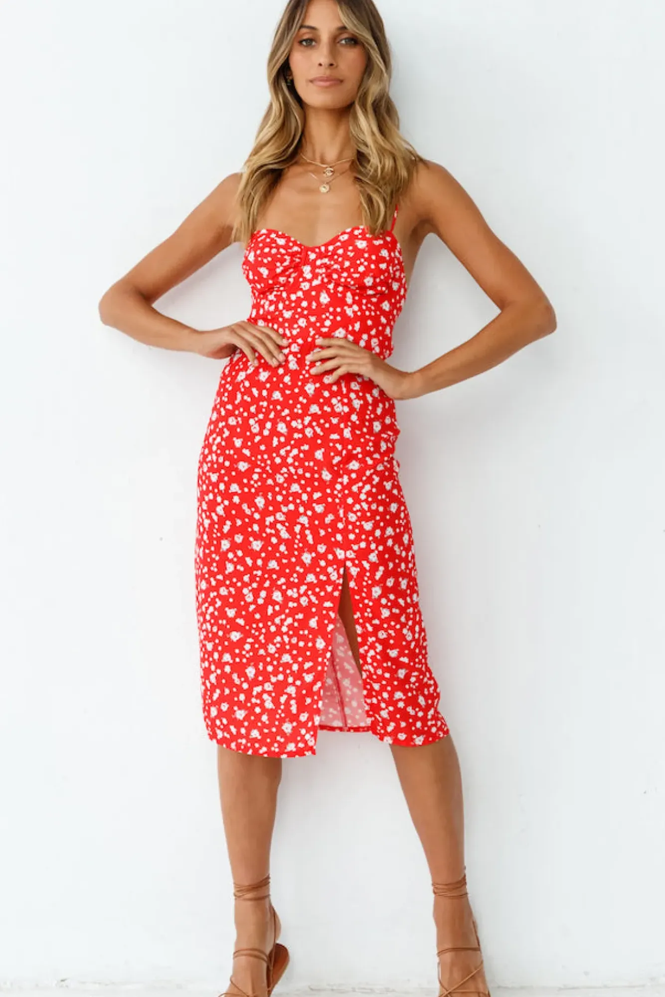 Spring Break Dresses|Casual Dresses>Hello Molly Waiting For Spring Midi Dress Red