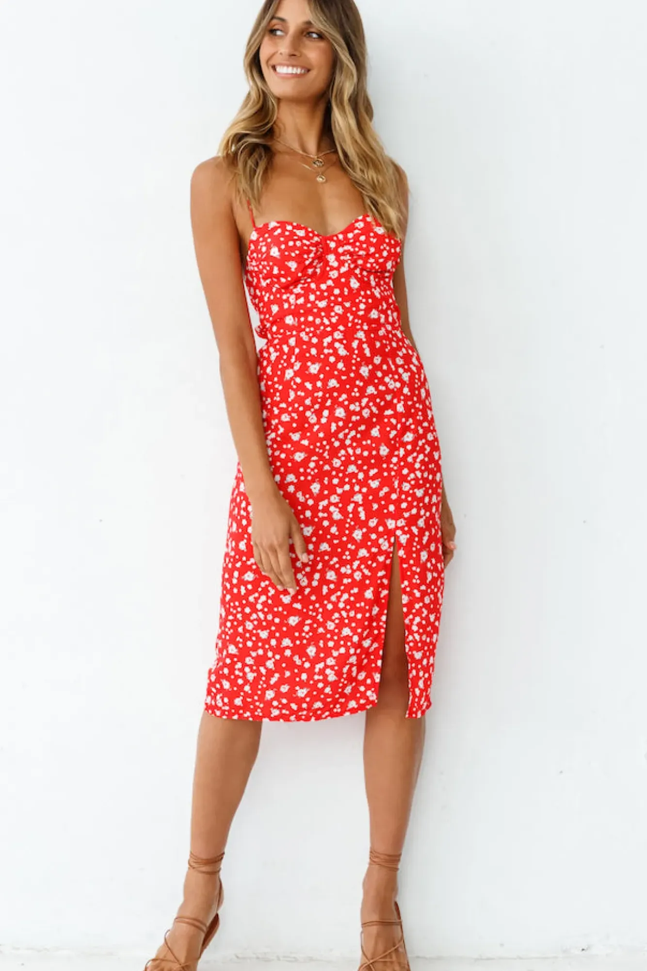 Spring Break Dresses|Casual Dresses>Hello Molly Waiting For Spring Midi Dress Red