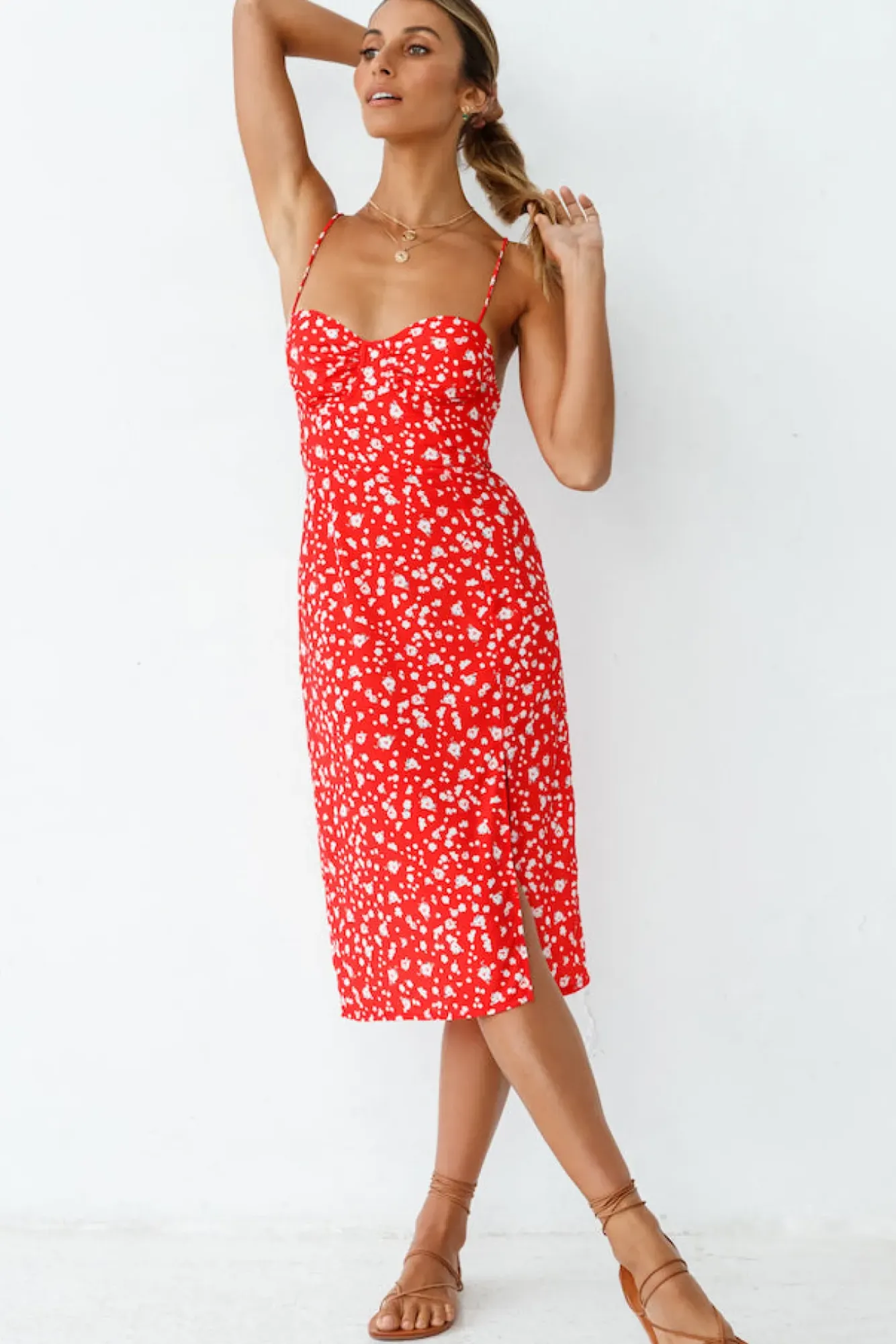 Spring Break Dresses|Casual Dresses>Hello Molly Waiting For Spring Midi Dress Red