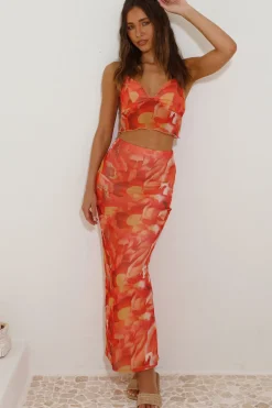 Skirts|Skirt And Top Sets>Hello Molly Waiting On You Maxi Skirt Orange