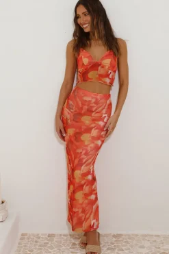 Skirts|Skirt And Top Sets>Hello Molly Waiting On You Maxi Skirt Orange