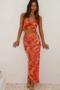 Skirts|Skirt And Top Sets>Hello Molly Waiting On You Maxi Skirt Orange