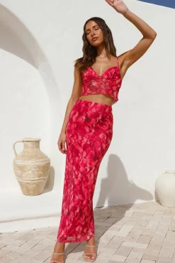 Skirt And Top Sets>Hello Molly Waiting On You Maxi Skirt Red