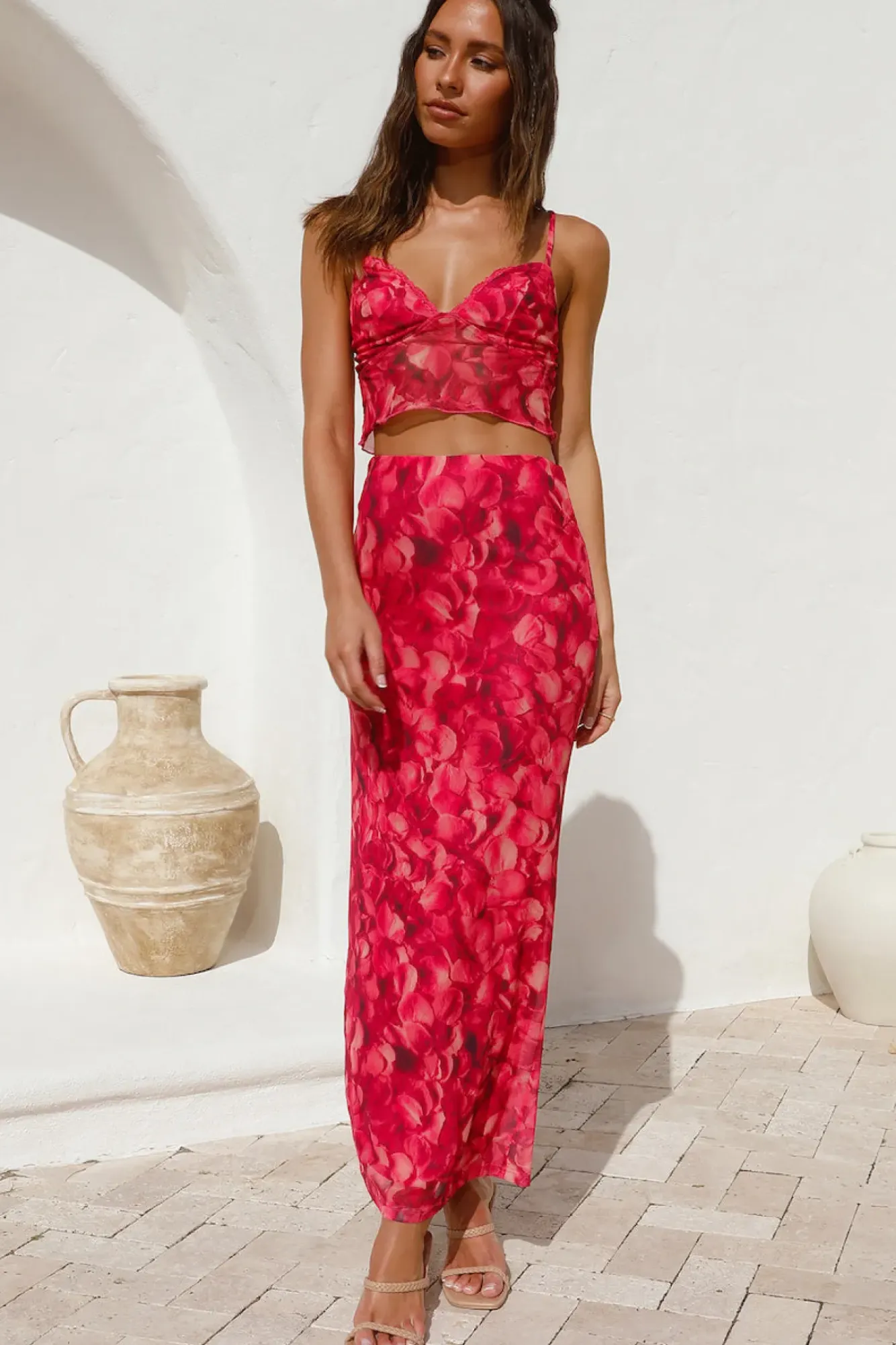 Skirt And Top Sets>Hello Molly Waiting On You Maxi Skirt Red