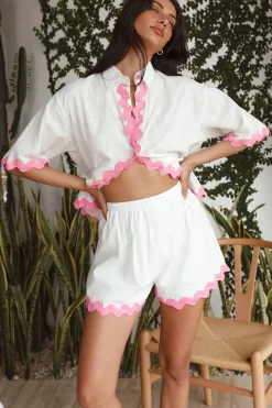 Two-Piece Shorts Set>Hello Molly Walk The Walk Set Pink