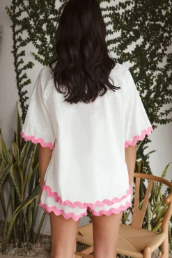 Two-Piece Shorts Set>Hello Molly Walk The Walk Set Pink