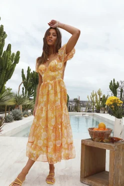 Wedding Guest Dresses|Floral Dresses>Hello Molly Wallflower Maxi Dress Orange