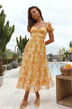 Wedding Guest Dresses|Floral Dresses>Hello Molly Wallflower Maxi Dress Orange