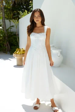 Vacation Dresses|Date Night Dresses>Hello Molly Wandering Soul Maxi Dress White