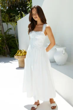 Vacation Dresses|Date Night Dresses>Hello Molly Wandering Soul Maxi Dress White