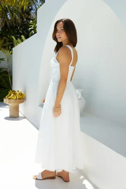 Vacation Dresses|Date Night Dresses>Hello Molly Wandering Soul Maxi Dress White