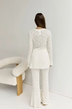 Cropped|Two-Piece Pants Set>Hello Molly Wander With Me Set White