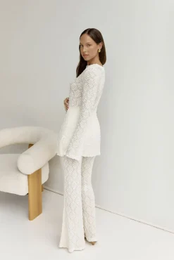 Cropped|Two-Piece Pants Set>Hello Molly Wander With Me Set White