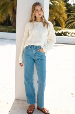 Jumpers|Long Sleeve>Hello Molly Warm Embrace Cable Knit Sweater Cream