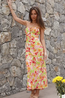 Spring Break Dresses|Casual Dresses>Hello Molly Water Lilies Maxi Dress Orange