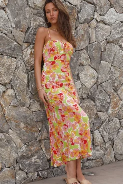 Spring Break Dresses|Casual Dresses>Hello Molly Water Lilies Maxi Dress Orange