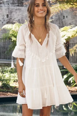 Spring Break Dresses|Bump Friendly>Hello Molly Wave After Wave Dress White