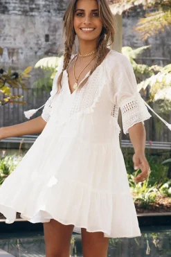 Spring Break Dresses|Bump Friendly>Hello Molly Wave After Wave Dress White
