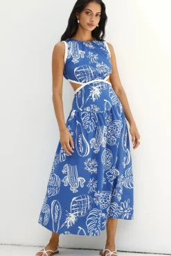 Wedding Guest Dresses|Vacation Dresses>Hello Molly Waves of Serenity Maxi Dress Blue