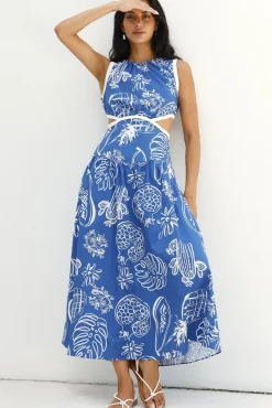Wedding Guest Dresses|Vacation Dresses>Hello Molly Waves of Serenity Maxi Dress Blue