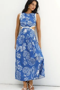 Wedding Guest Dresses|Vacation Dresses>Hello Molly Waves of Serenity Maxi Dress Blue
