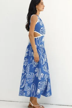 Wedding Guest Dresses|Vacation Dresses>Hello Molly Waves of Serenity Maxi Dress Blue