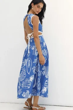 Wedding Guest Dresses|Vacation Dresses>Hello Molly Waves of Serenity Maxi Dress Blue