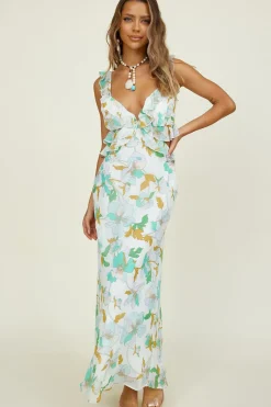 Maxi Dresses>Hello Molly West Coast Drive Maxi Dress Green