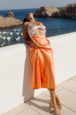 Formal Dresses|Vacation Dresses>Hello Molly When You Breathe Maxi Dress Orange