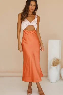 Formal Dresses|Vacation Dresses>Hello Molly When You Breathe Maxi Dress Orange