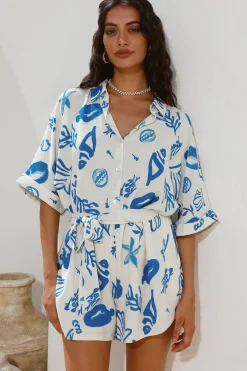 Rompers>Hello Molly Where It Begins Romper Blue