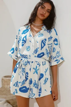 Rompers>Hello Molly Where It Begins Romper Blue