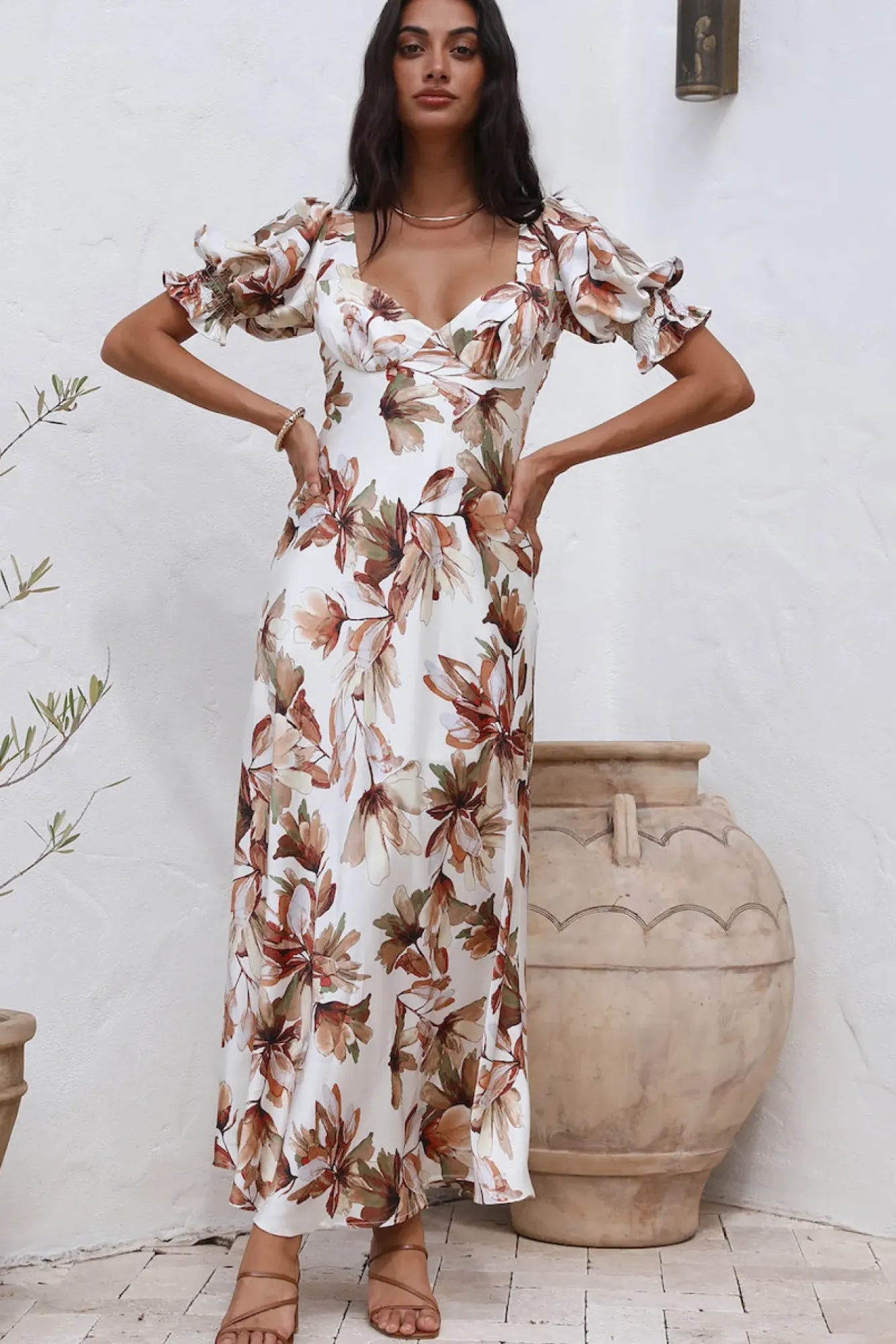 Cocktail Dresses|Casual Dresses>Hello Molly Whimsical Heart Maxi Dress Brown