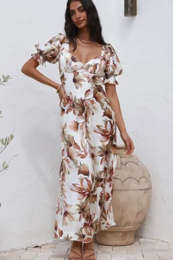 Cocktail Dresses|Casual Dresses>Hello Molly Whimsical Heart Maxi Dress Brown