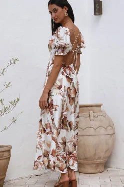 Cocktail Dresses|Casual Dresses>Hello Molly Whimsical Heart Maxi Dress Brown
