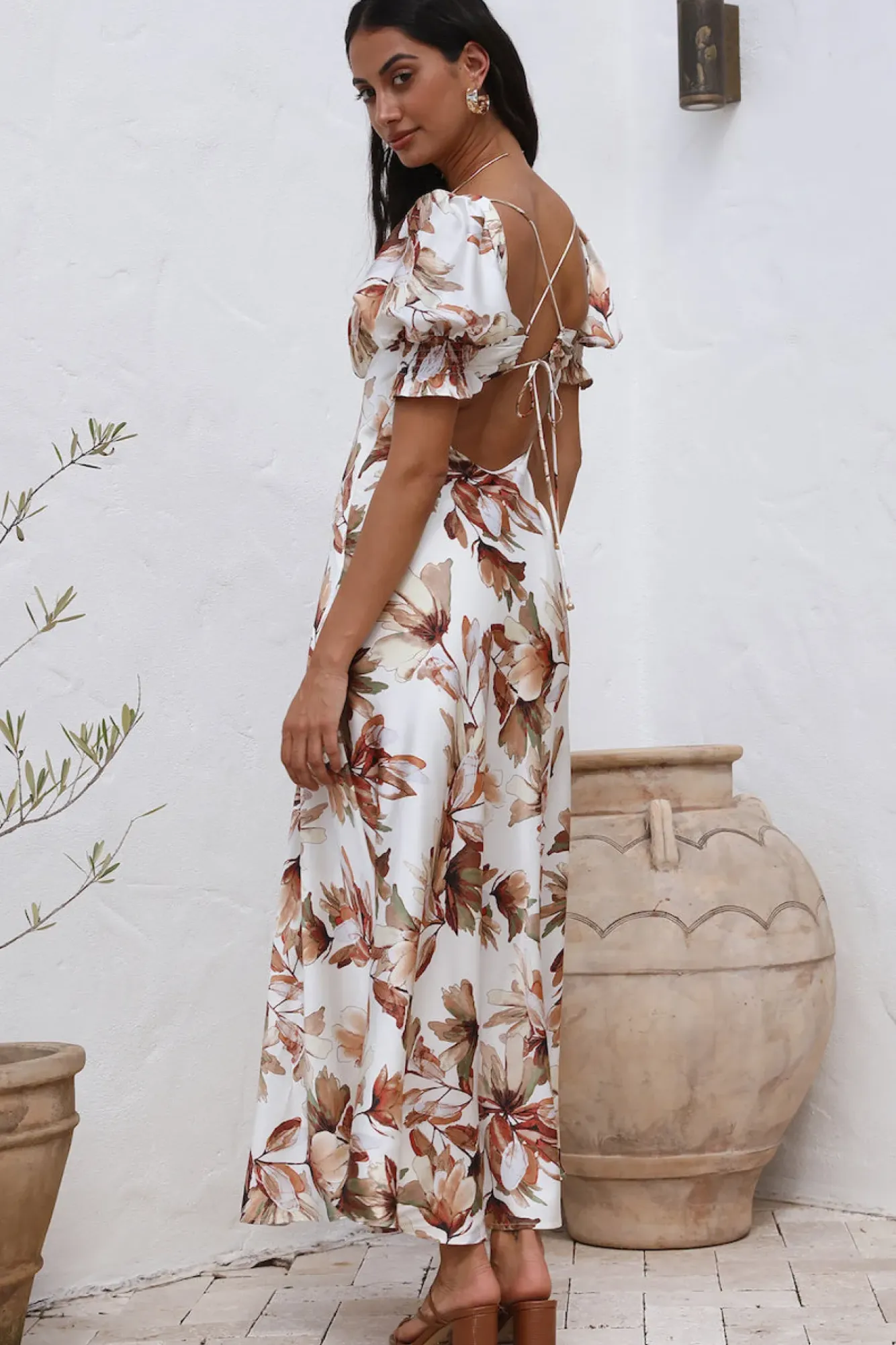 Cocktail Dresses|Casual Dresses>Hello Molly Whimsical Heart Maxi Dress Brown