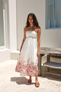 Vacation Dresses|Brunch Dresses>Hello Molly Whimsical Moments Midi Dress White