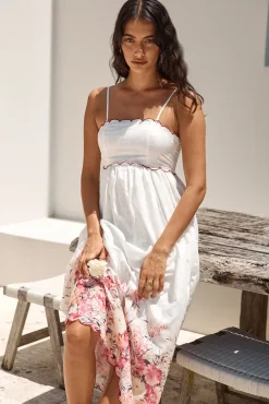 Vacation Dresses|Brunch Dresses>Hello Molly Whimsical Moments Midi Dress White