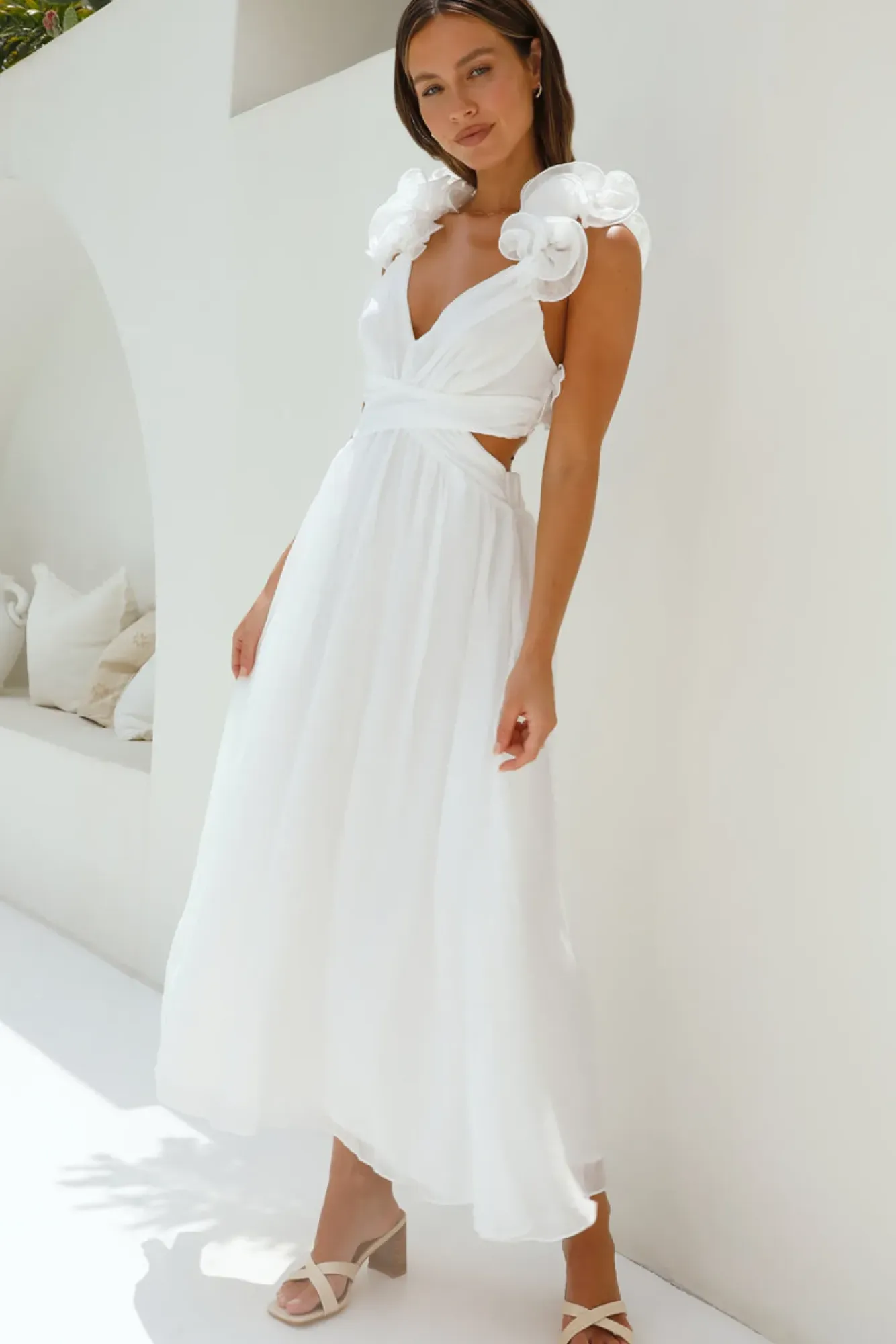 Cocktail Dresses|Bump Friendly>Hello Molly Whimsical Romance Midi Dress White