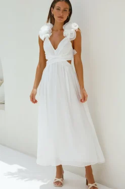 Cocktail Dresses|Bump Friendly>Hello Molly Whimsical Romance Midi Dress White