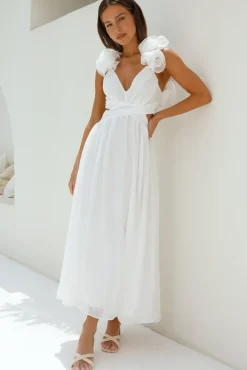 Cocktail Dresses|Bump Friendly>Hello Molly Whimsical Romance Midi Dress White