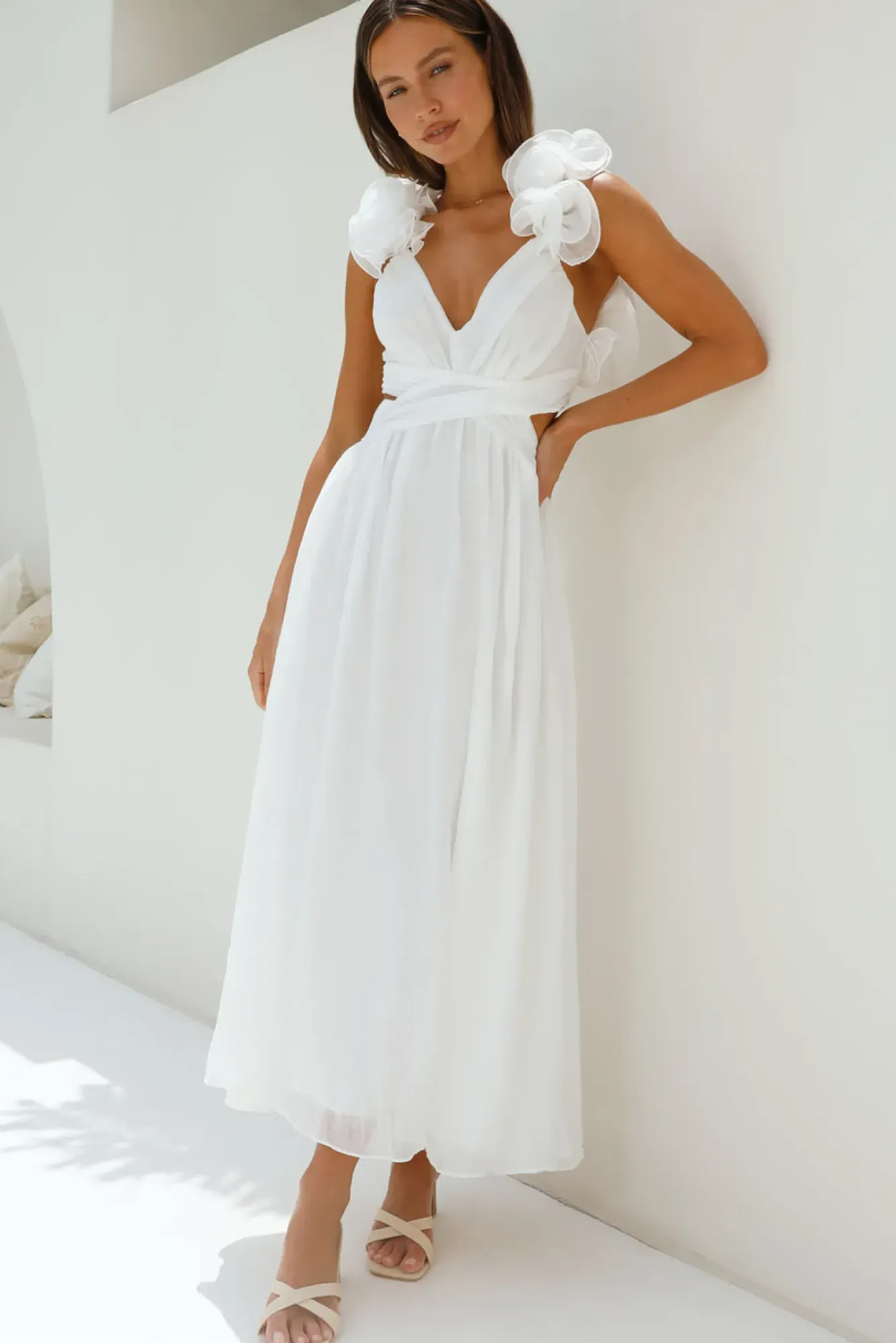 Cocktail Dresses|Bump Friendly>Hello Molly Whimsical Romance Midi Dress White