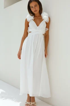 Cocktail Dresses|Bump Friendly>Hello Molly Whimsical Romance Midi Dress White