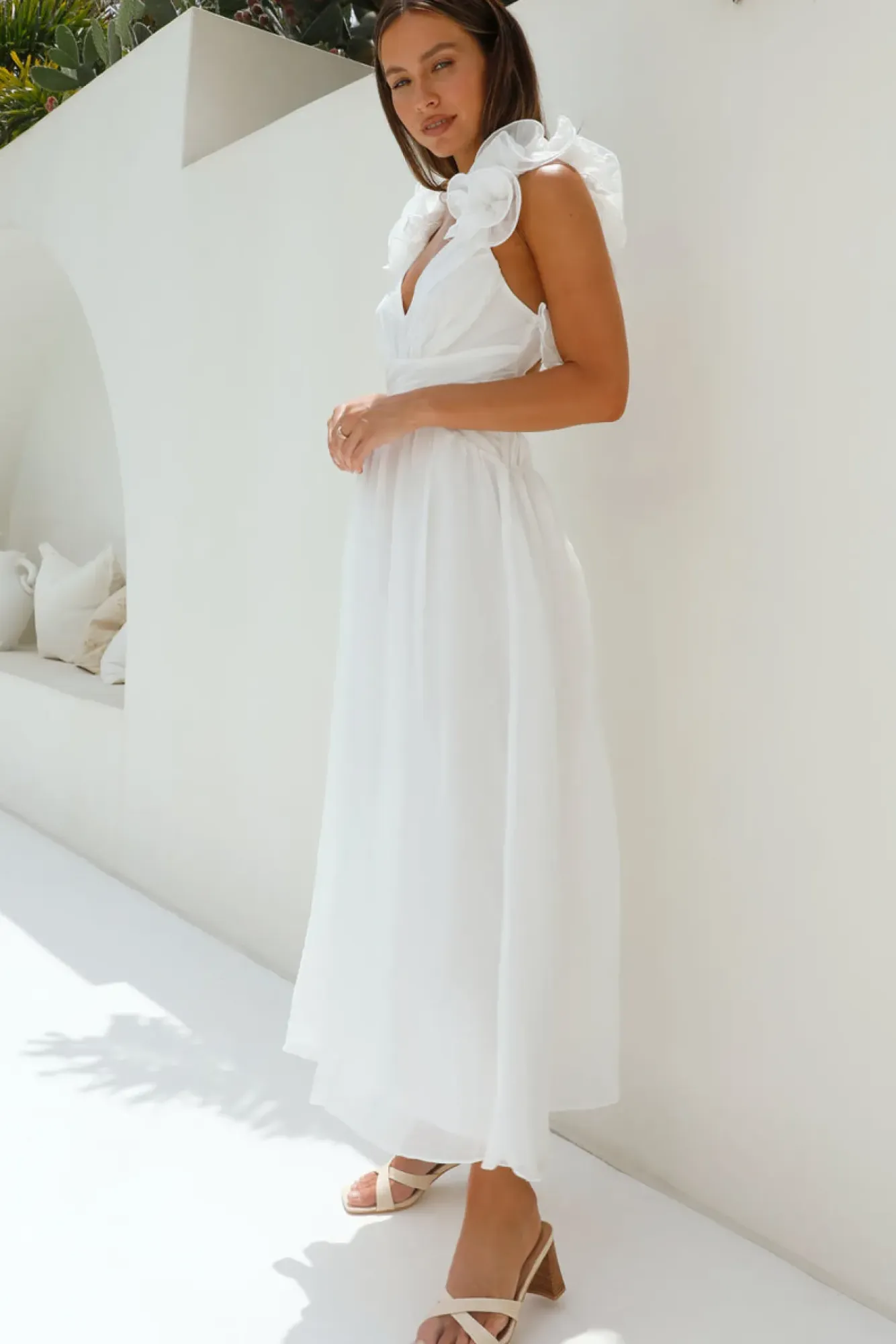 Cocktail Dresses|Bump Friendly>Hello Molly Whimsical Romance Midi Dress White