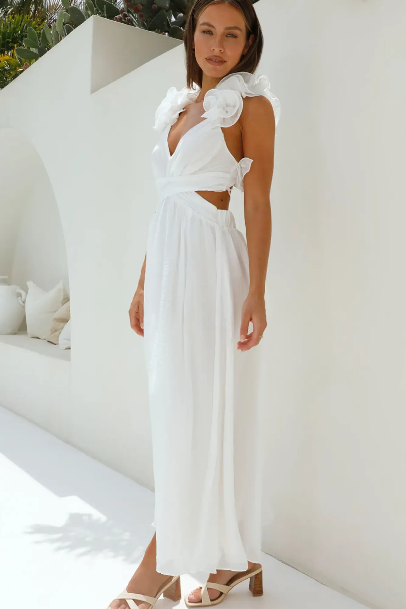 Cocktail Dresses|Bump Friendly>Hello Molly Whimsical Romance Midi Dress White