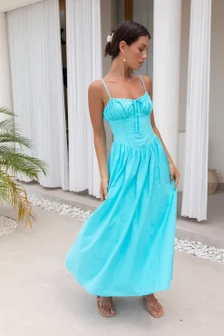 Maxi Dresses|Flowy Dresses>Hello Molly Whimsical Woods Maxi Dress Aqua